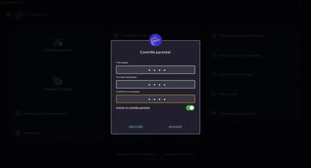 Modifier le code PIN parental par défaut sur IPTV